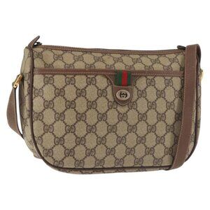 Authentic GUCCI GG Supreme Web Sherry Line Shoulder Bag PVC Beige 89 02 077